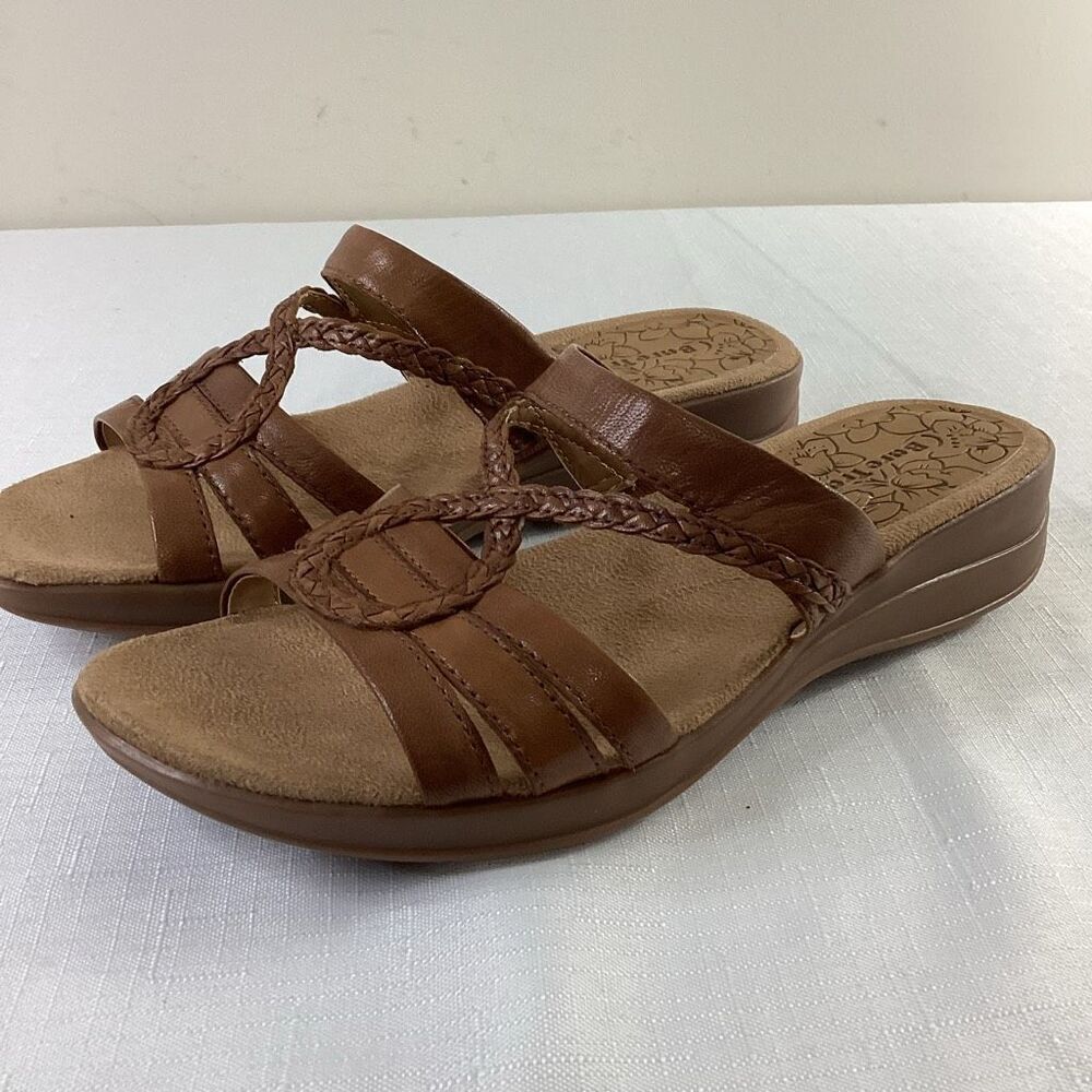 Bare Traps Janeen  Slip on Brown Leather Sandal Size 6.5